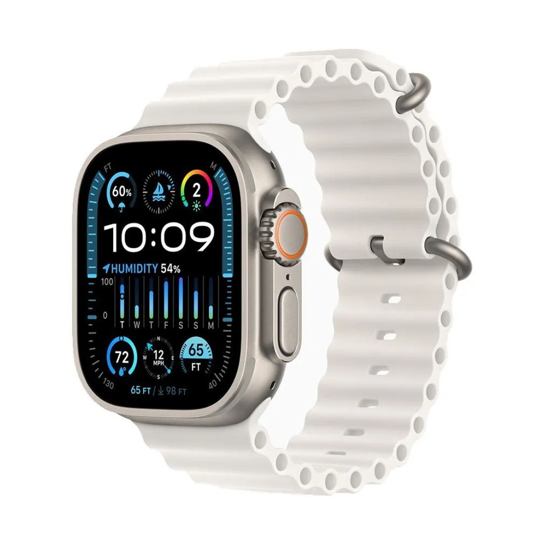 Apple Watch Ultra 2 49 mm (GPS) Titanium Case White Ocean Band (One Size) (MREJ3/MRF93)
