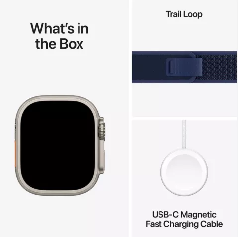 Apple Watch Ultra 2 (2024) 49mm Natural Titanium Case with Blue Trail Loop (S/M)