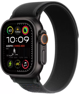 Apple Watch Ultra 2 (2024) 49mm Black Titanium Case with Black Trail Loop (S/M)