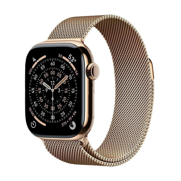Apple Watch Series 11 42mm Gold Titanium Case with Gold Milanese Loop