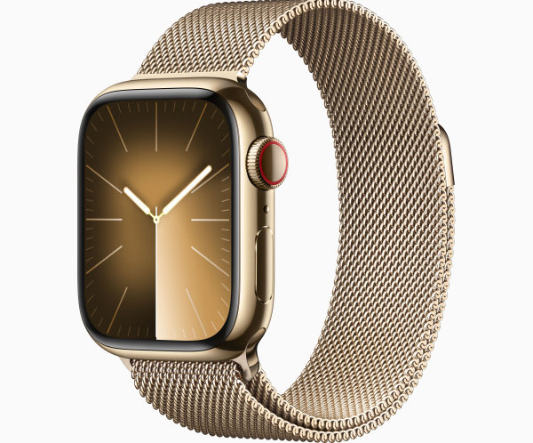 Apple Watch Series 9 41mm (GPS+Cellular) Gold Stainless Steel Case with Gold Milanese Loop (MRJ73)