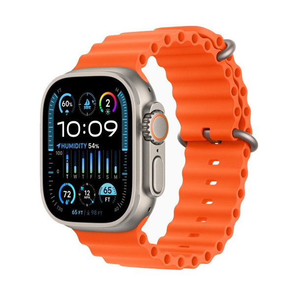 Apple Watch Ultra 2 49 mm (GPS) Titanium Case Orange Ocean Band (One Size) (MREH3)