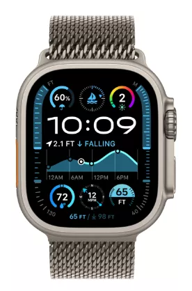Apple Watch Ultra 2 (2024) 49mm Natural Titanium Case with Natural Titanium Milanese Loop (L)