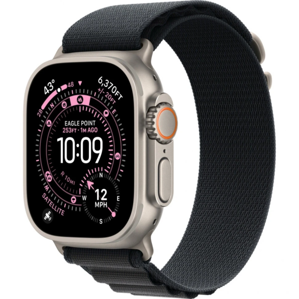 Apple Watch Ultra 3 49mm Natural Titanium Case with Black Alpine Loop (L)