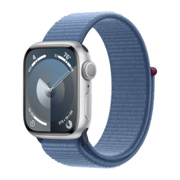 Apple Watch Series 9 41mm (GPS+Cellular) Silver Aluminum Case with Winter Blue Sport Loop (MRHX3)