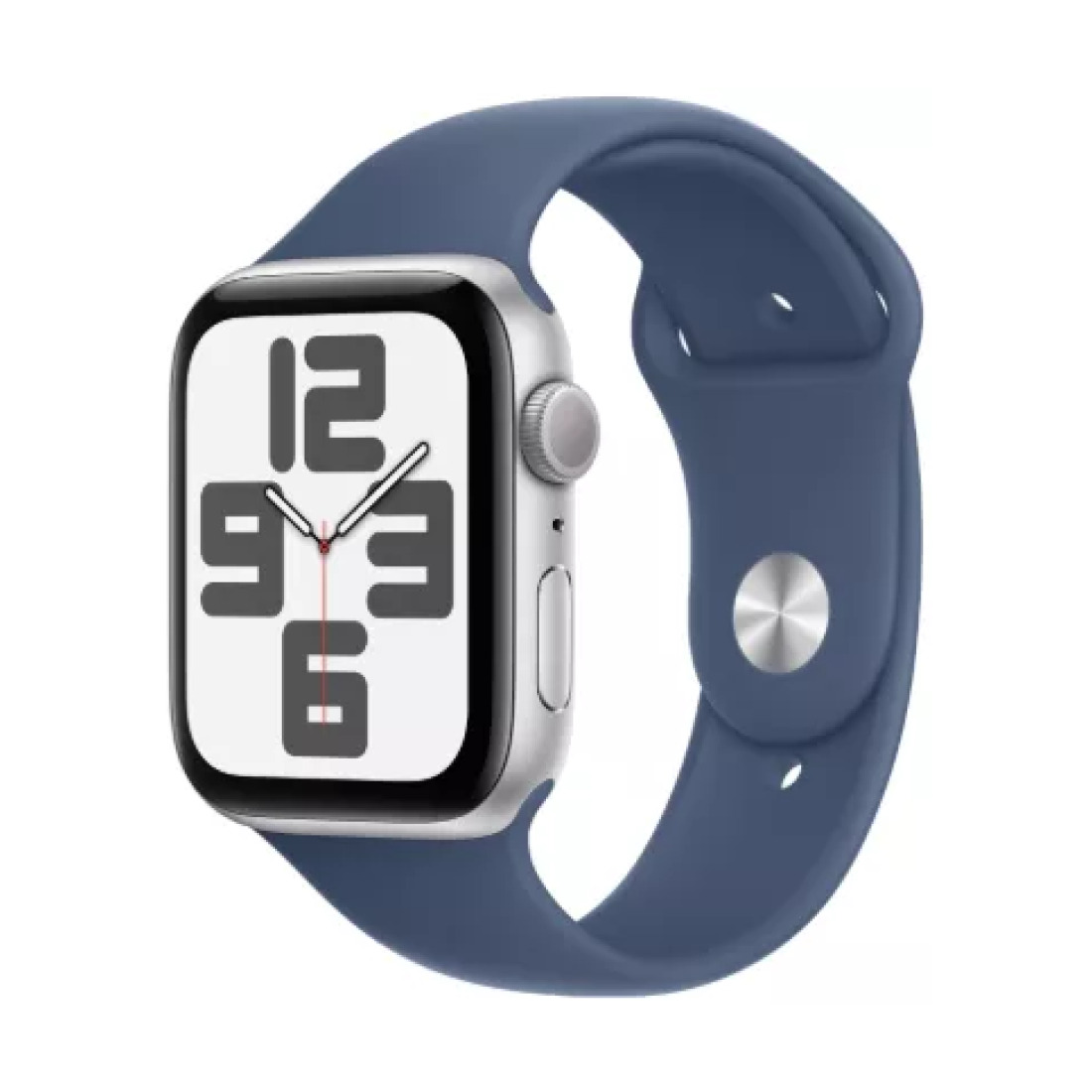 Apple Watch SE (2024) 44mm Silver Aluminium Case with Denim Sport Band (S/M)