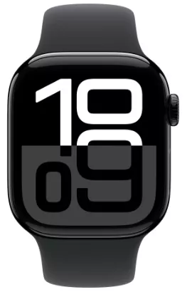 Apple Watch Series 10 42mm Jet Black Aluminum Case with Black Sport Band (S/M)