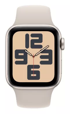 Apple Watch SE (2024) 44mm Starlight Aluminium Case with Starlight Sport Band (S/M)