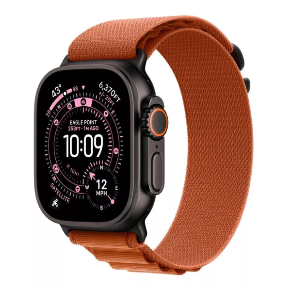 Apple Watch Ultra 3 49mm Natural Titanium Case with Terra Cotta Alpine Loop (M)