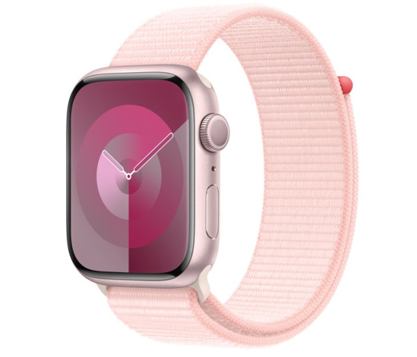 Apple Watch Series 9 45mm (GPS) Pink Aluminum Case with Light Pink Sport Loop (MR9J3)