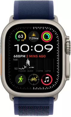 Apple Watch Ultra 2 (2024) 49mm Natural Titanium Case with Blue Trail Loop (S/M)