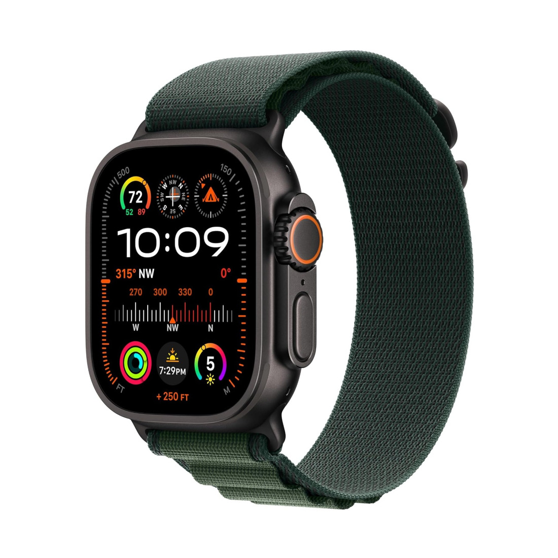 Apple Watch Ultra 2 (2024) 49mm Black Titanium Case Dark Green Alpine Loop (L)