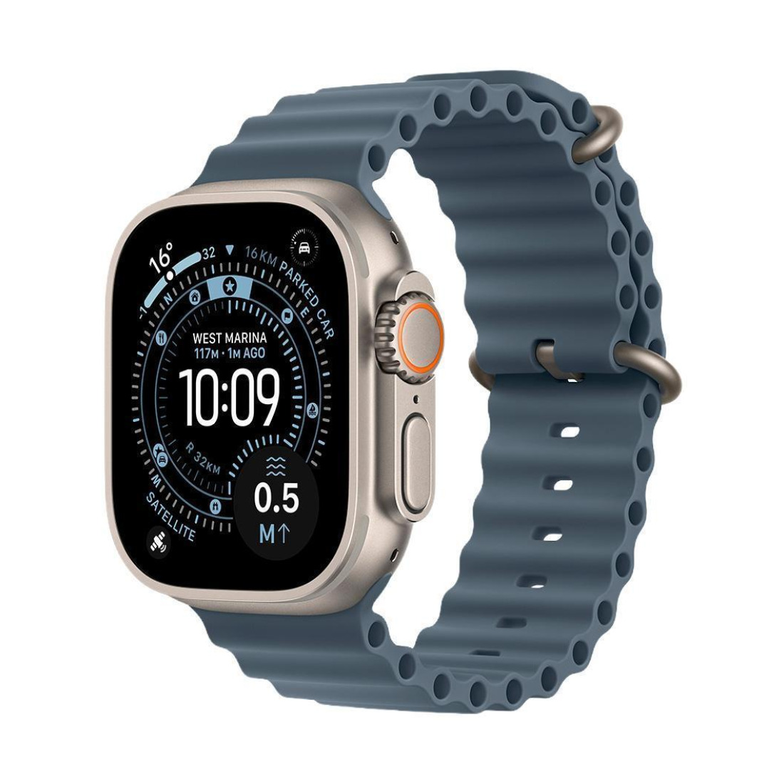 Apple Watch Ultra 3 49mm Natural Titanium Case with Anchor Blue Ocean Band (One Size)