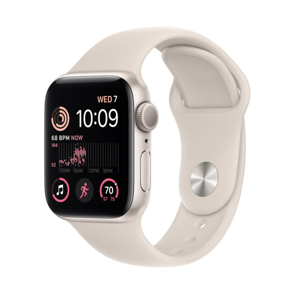 Apple Watch SE Gen 2 44mm (GPS) Starlight Aluminum Case with Starlight Sport Band (S/M) (MXEF3)