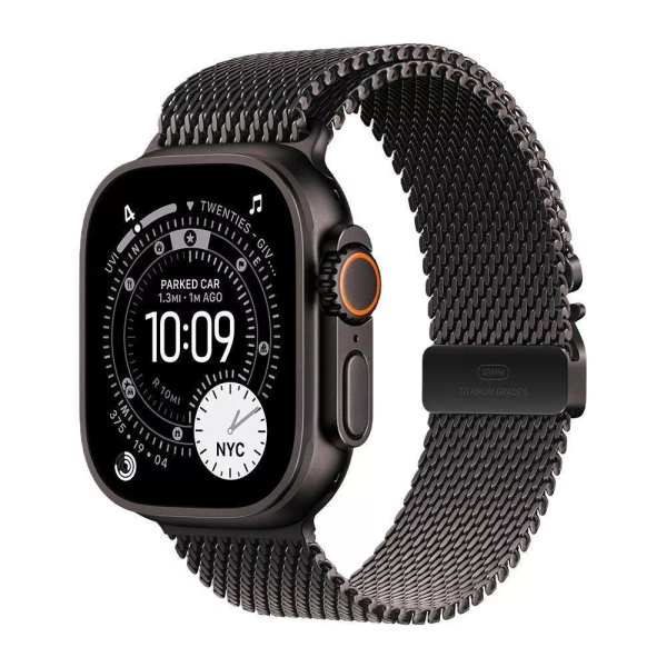 Apple Watch Ultra 3 49mm Black Titanium Case with Black Titanium Milanese Loop (M)