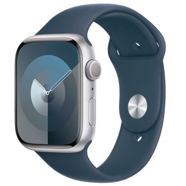 Apple Watch Series 9 41mm (GPS) Silver Aluminum Case with Winter Blue Sport Band (S/M) (MR9M3)
