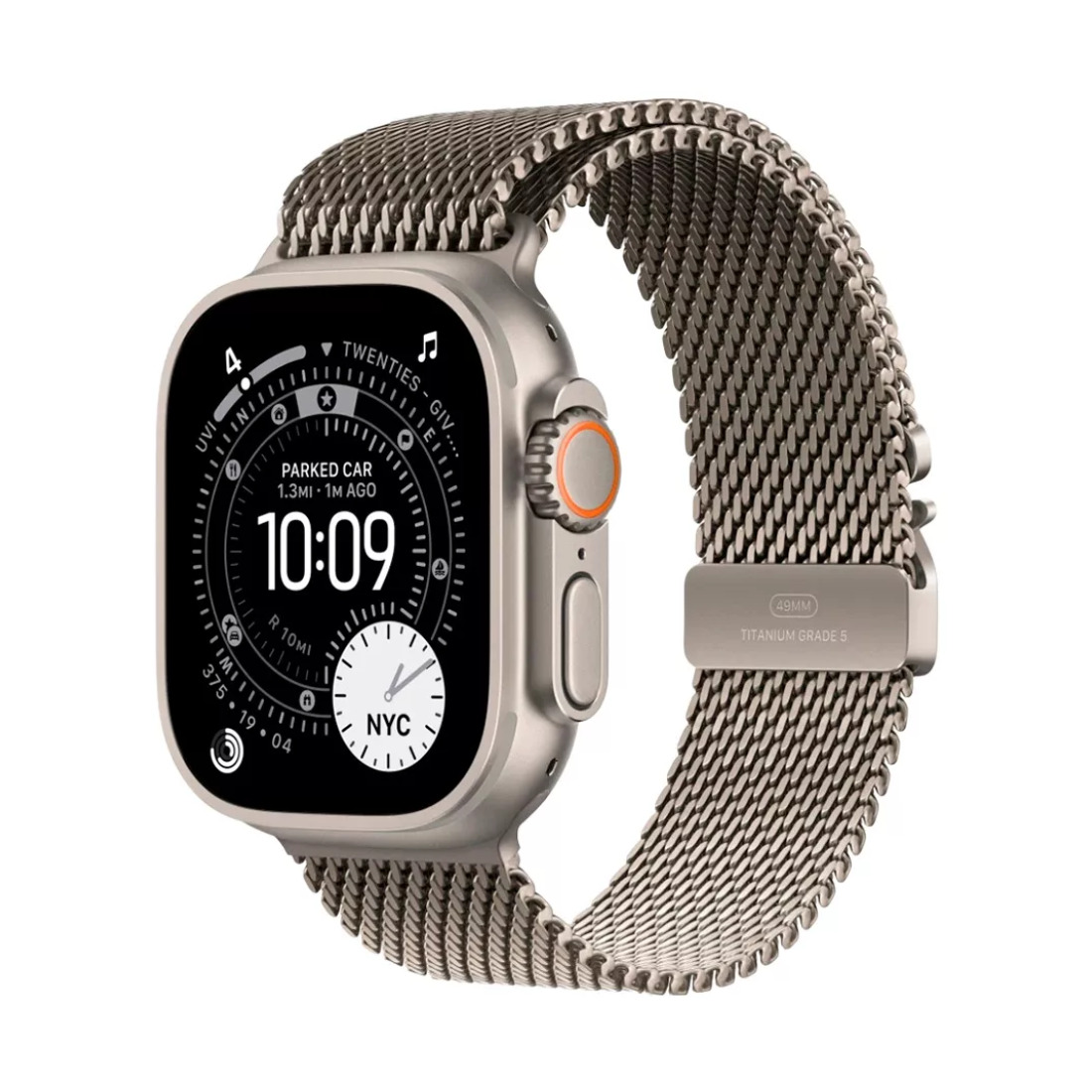 Apple Watch Ultra 3 49mm Natural Titanium Case with Natural Titanium Milanese Loop (L)