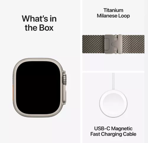 Apple Watch Ultra 2 (2024) 49mm Natural Titanium Case with Natural Titanium Milanese Loop (S)