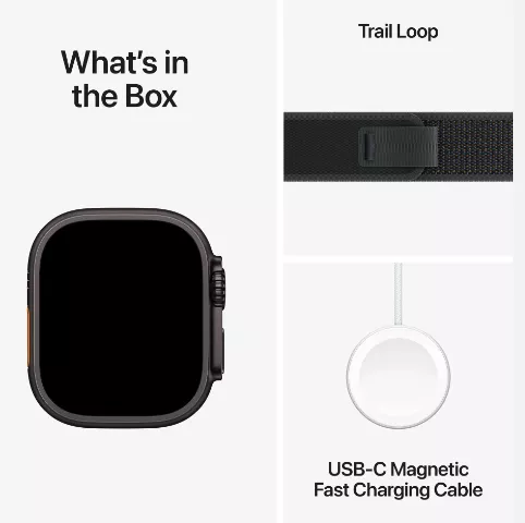 Apple Watch Ultra 2 (2024) 49mm Black Titanium Case with Black Trail Loop (S/M)
