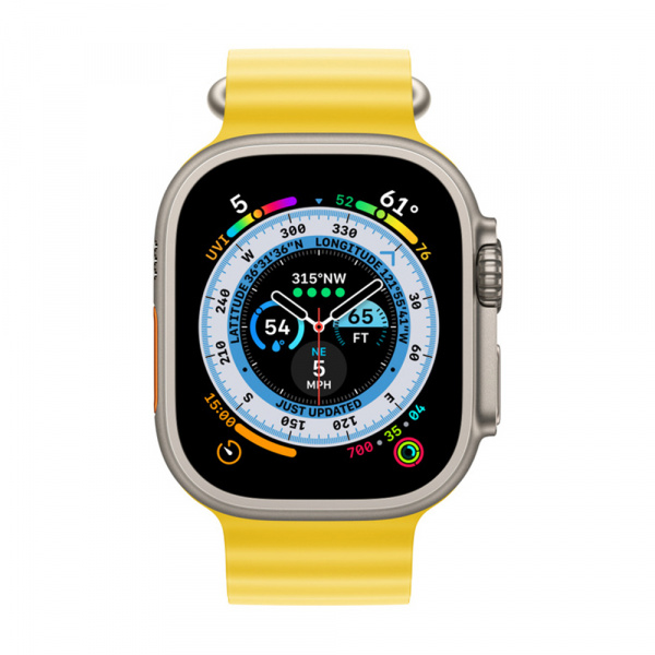 Apple Watch Ultra 49 mm (GPS+Cellular) Titanium Case Yellow Ocean Band (One Size) (MNHN3/MNH93/MNHG3)