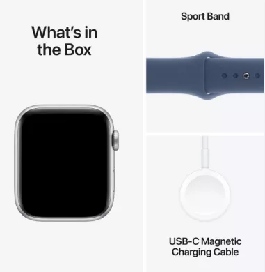 Apple Watch SE (2024) 44mm Silver Aluminium Case with Denim Sport Band (S/M)