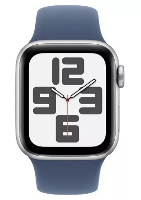 Apple Watch SE (2024) 44mm Silver Aluminium Case with Denim Sport Band (M/L)
