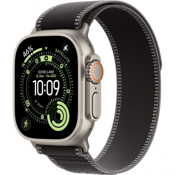 Apple Watch Ultra 3 49mm Natural Titanium Case with Black/Charcoal Trail Loop (M/L)