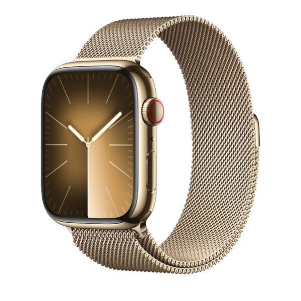 Apple Watch Series 9 45mm (GPS) Gold Stainless Steel Case with Gold Stainless Steel Milanese Loop (MRMU3)