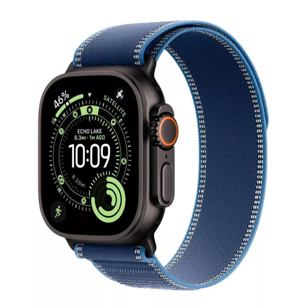 Apple Watch Ultra 3 49mm Black Titanium Case with Blue/Bright Blue Trail Loop (S/M)