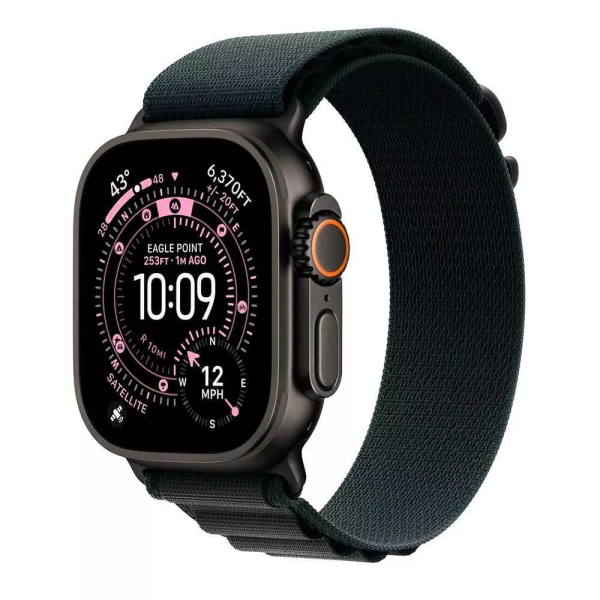 Apple Watch Ultra 3 49mm Natural Titanium Case with Black Alpine Loop (M)