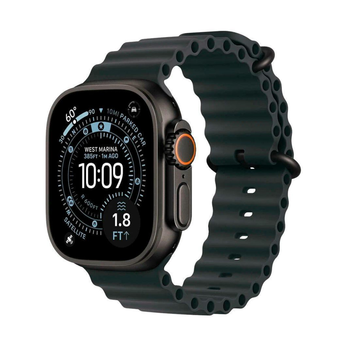 Apple Watch Ultra 3 49mm Black Titanium Case with Black Ocean Band (One Size)