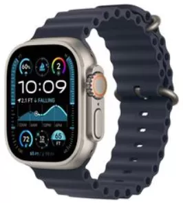 Apple Watch Ultra 2 (2024) 49mm Natural Titanium Case with Navy Ocean Band (One Size)