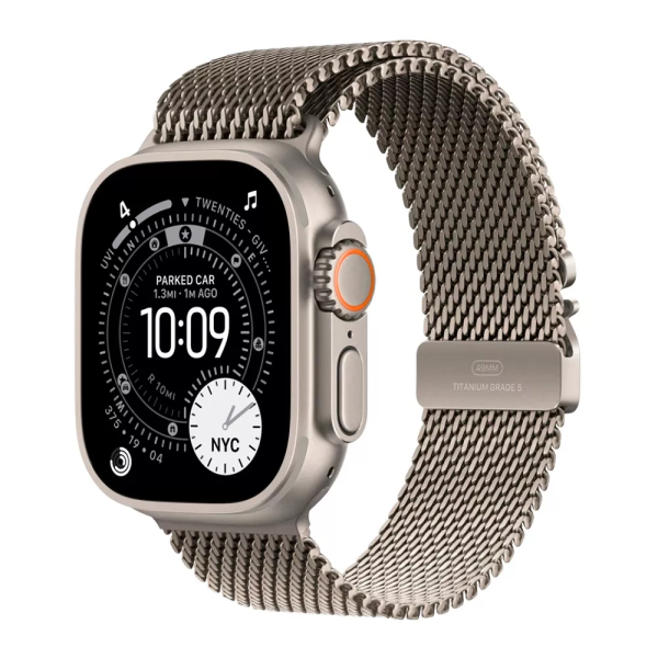 Apple Watch Ultra 3 49mm Natural Titanium Case with Natural Titanium Milanese Loop (S)