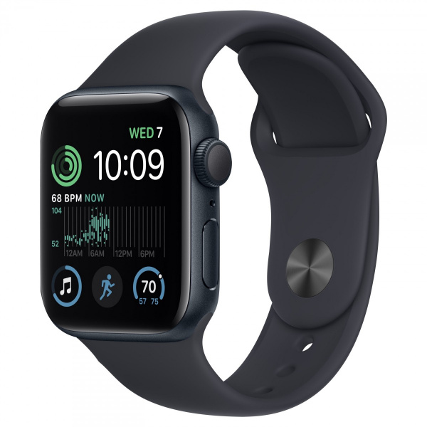 Apple Watch SE Gen 2 44mm (GPS) Midnight Aluminum Case with Midnight Sport Band (S/M) (MNTF3)