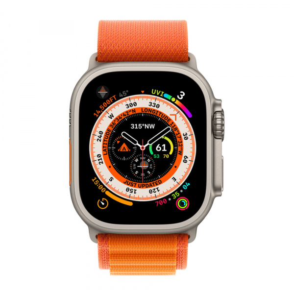Apple Watch Ultra 49 mm (GPS+Cellular) Titanium Case Orange Alpine Loop (S) (MNHH3/MNHA3)