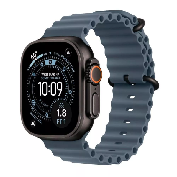 Apple Watch Ultra 3 49mm Black Titanium Case with Anchor Blue Ocean Band (One Size)