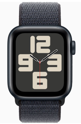 Apple Watch SE (2024) 44mm Midnight Aluminium Case with Ink Sport Loop (One Size)