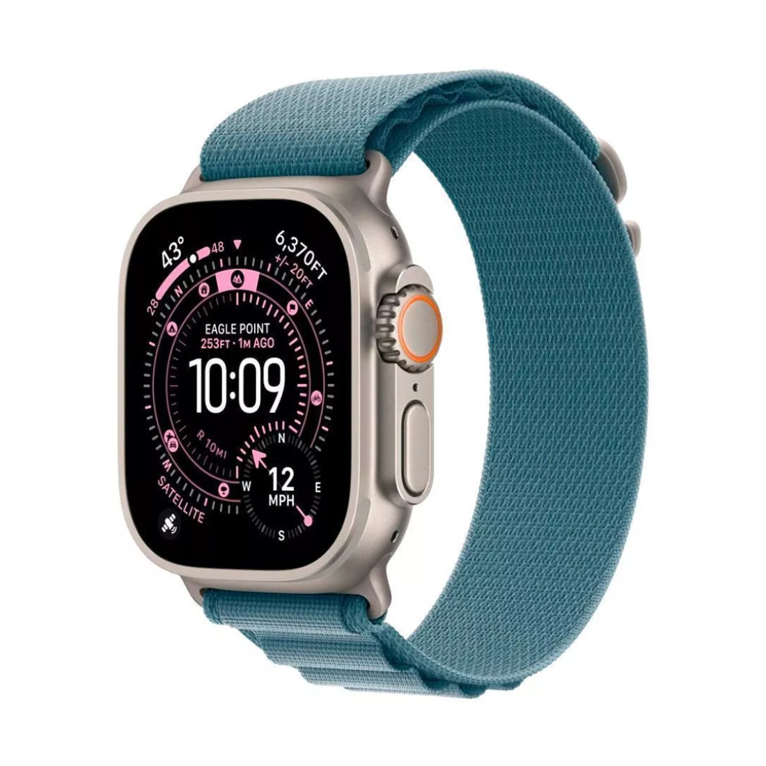 Apple Watch Ultra 3 49mm Natural Titanium Case with Light Blue Alpine Loop (L)
