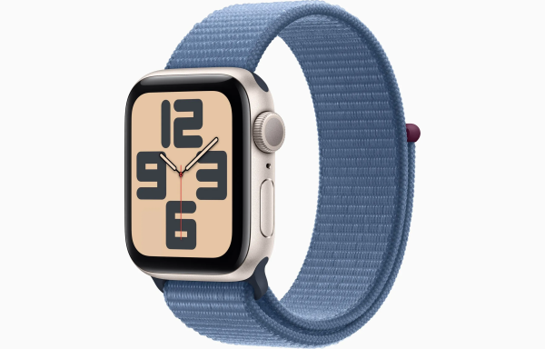Apple Watch SE Gen 2 40mm (GPS) Starlight Aluminum Case with Winter Blue Sport Band (S/M) (MRTQ3)