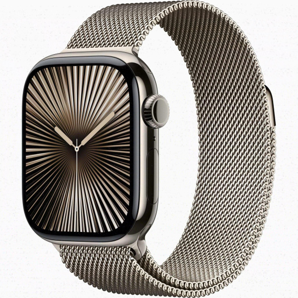 Apple Watch Series 10 42mm Natural Titanium Case with Natural Stainless Steel Milanese Loop
