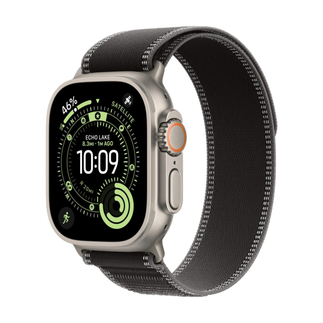 Apple Watch Ultra 3 49mm Natural Titanium Case with Black/Charcoal Trail Loop (S/M)