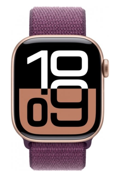 Apple Watch Series 10 42mm Rose Gold Aluminum Case with Plum Sport Loop