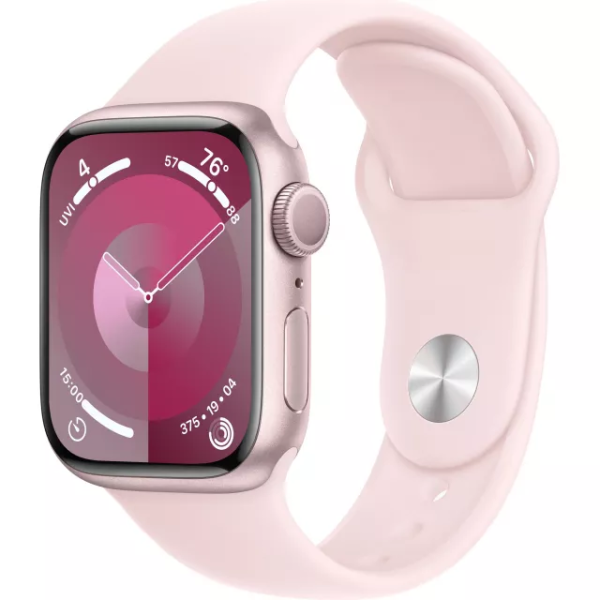Apple Watch Series 9 45mm (GPS+Cellular) Pink Aluminum Case with Pink Sport Band (S/M) (MRMK3)