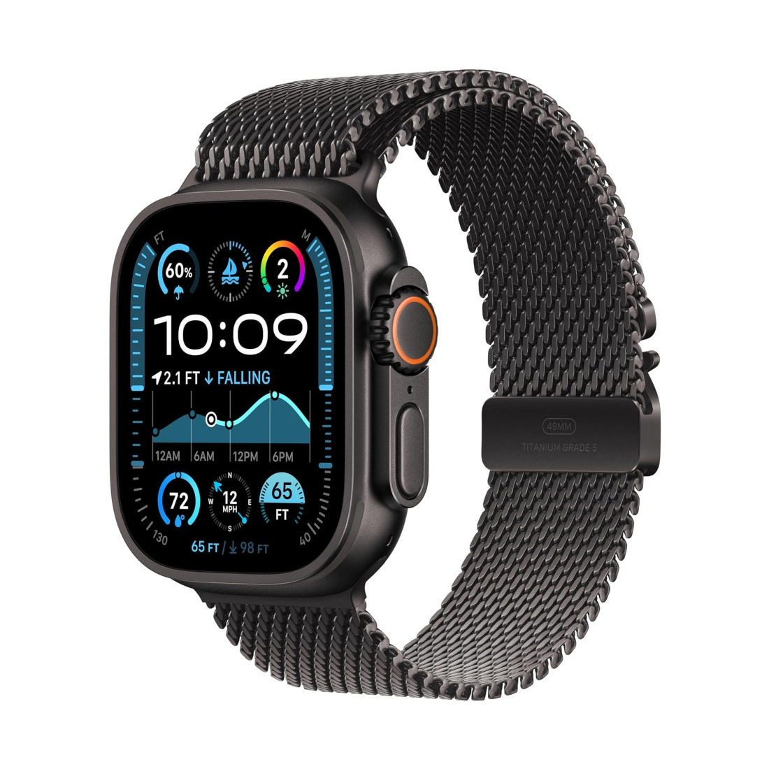 Apple Watch Ultra 2 (2024) 49mm Black Titanium Case with Black Titanium Milanese Loop (S)