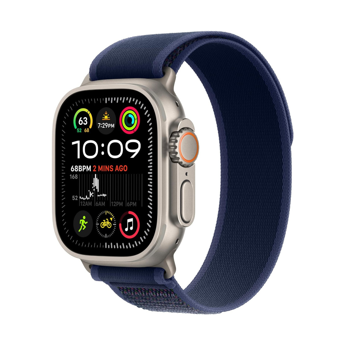 Apple Watch Ultra 2 (2024) 49mm Natural Titanium Case with Blue Trail Loop (S/M)