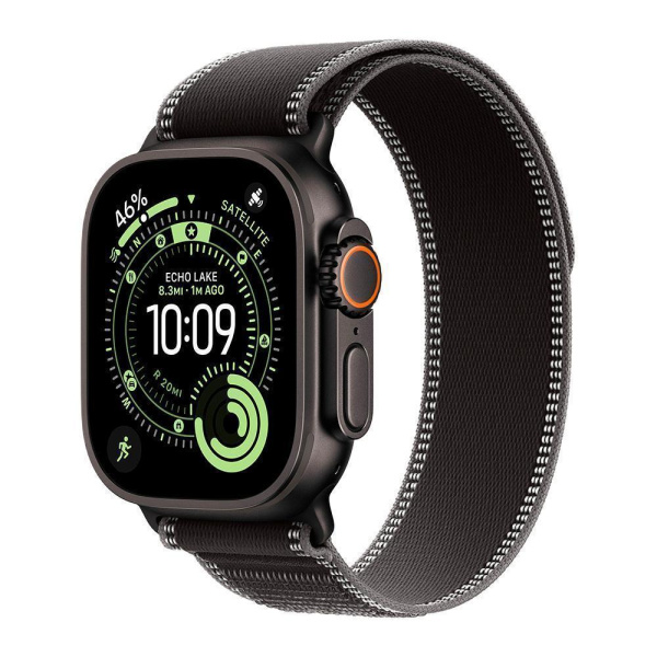 Apple Watch Ultra 3 49mm Black Titanium Case with Black/Charcoal Trail Loop (S/M)