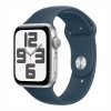 Apple Watch SE Gen 2 44mm Silver Aluminum Case with Storm Blue Sport Band (S/M)