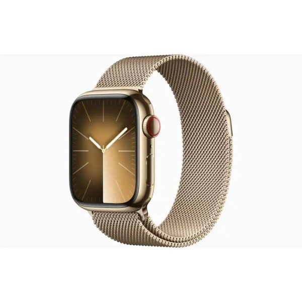 Apple Watch Series 9 45mm (GPS+Cellular) Gold Stainless Steel Case with Gold Stainless Steel Milanese Loop (MRMU3/MRQL3)