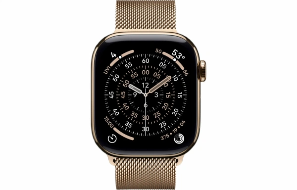 Apple Watch Series 11 42mm Gold Titanium Case with Gold Milanese Loop