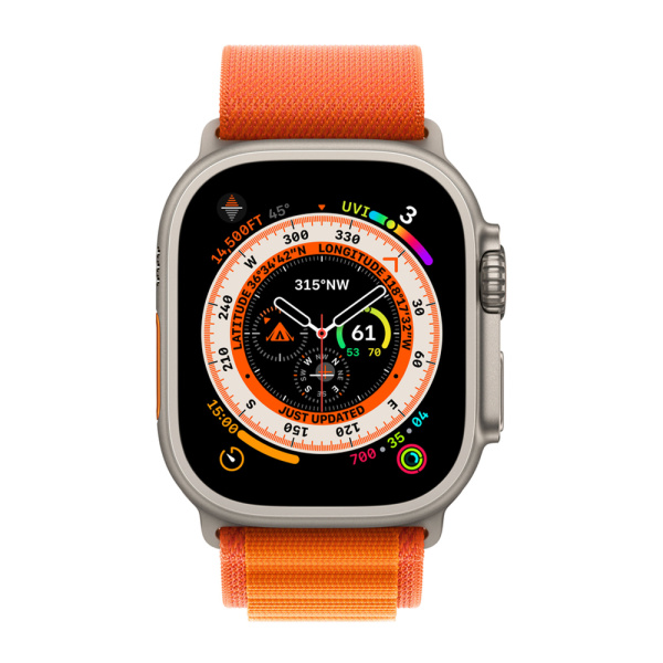 Apple Watch Ultra 49 mm (GPS+Cellular) Titanium Case Orange Alpine Loop (S) (MNHH3/MNHA3)